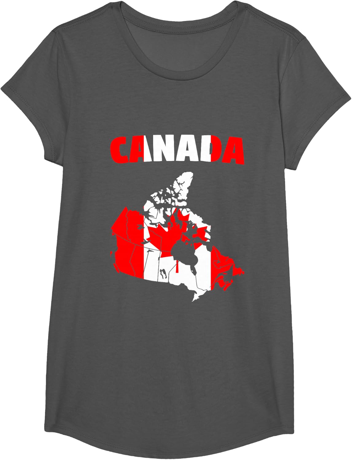 Canada - Canadian Map Flag T-Shirt Gift for Canada Lovers T-Shirt - Girls Asphalt Grey