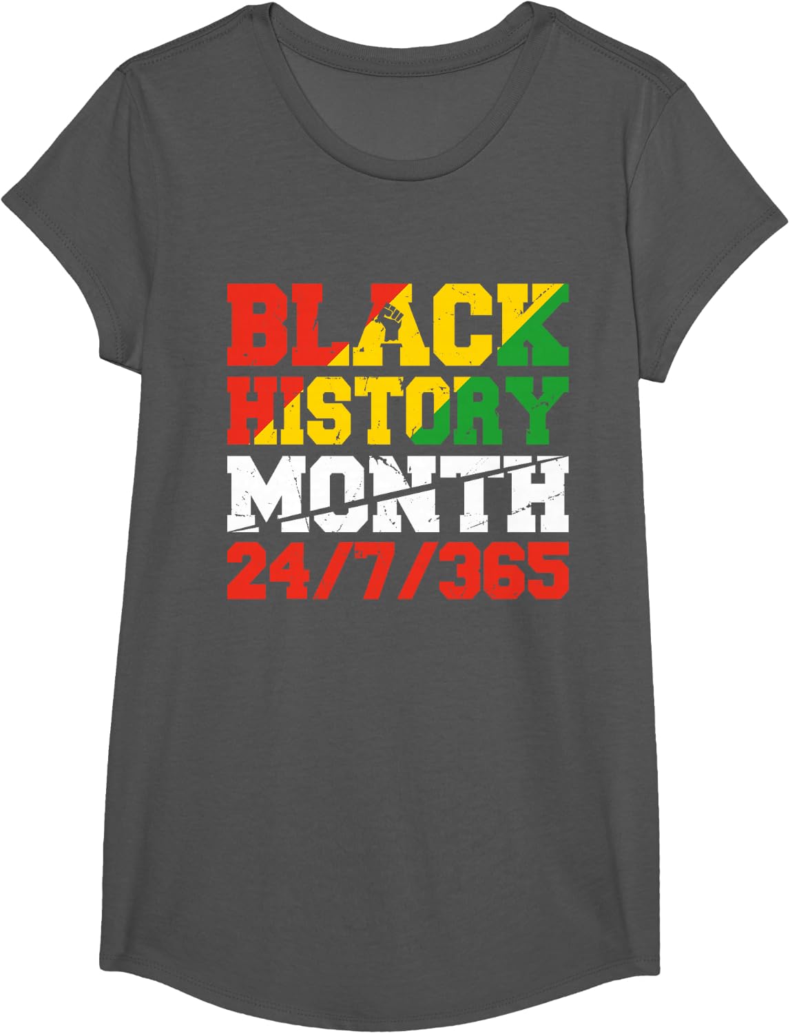 African Pride Juneteenth Black History Month T-Shirt - Girls Asphalt Grey