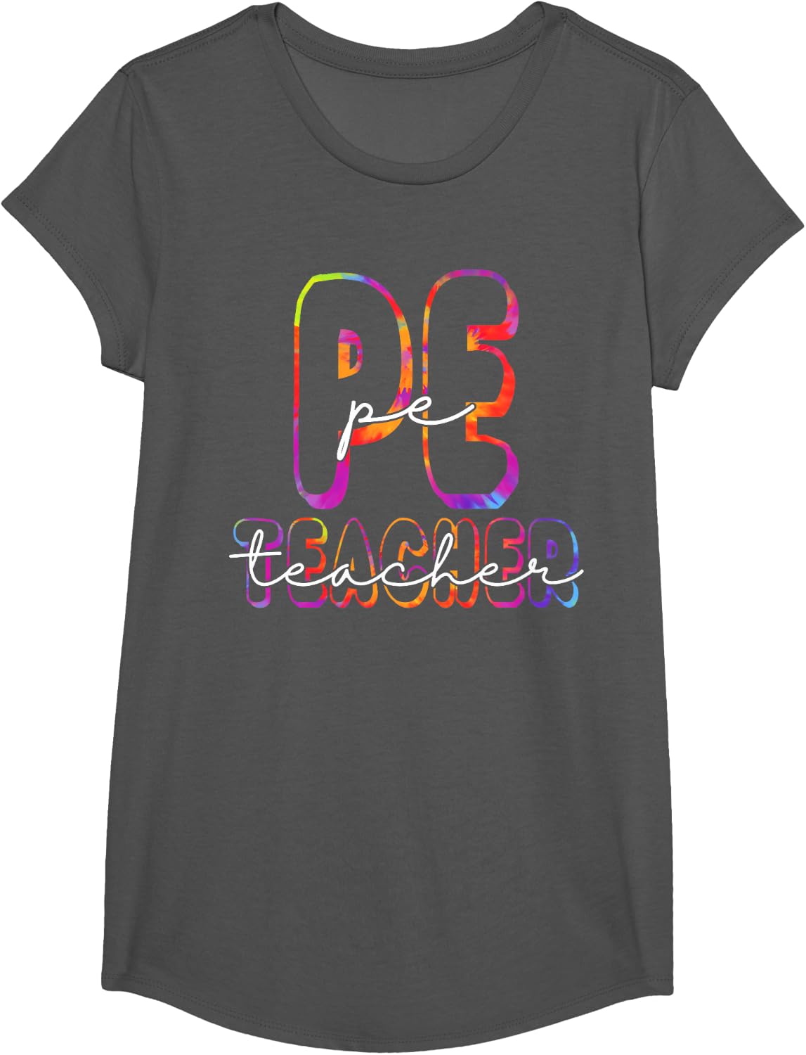 PE Teacher Student First Day Back To School Tie Dye T-Shirt - Girls Asphalt Grey
