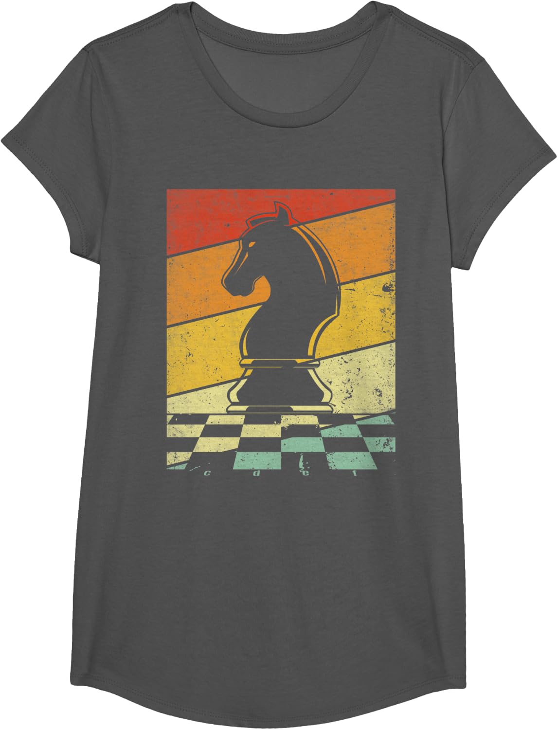 Knight Chess Shirt Men Kids Women Retro Chess Pieces T-Shirt - Girls Asphalt Grey