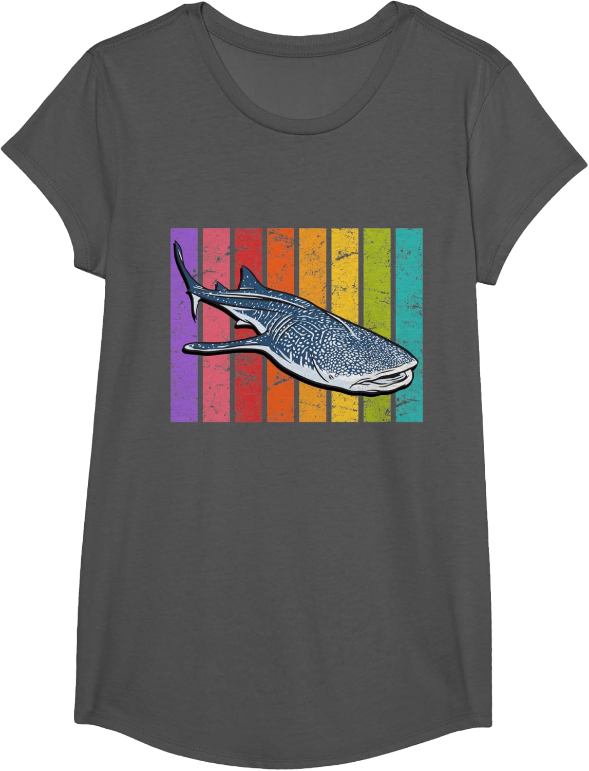 Whale Shark Diver Shark T-Shirt - Girls Asphalt Grey