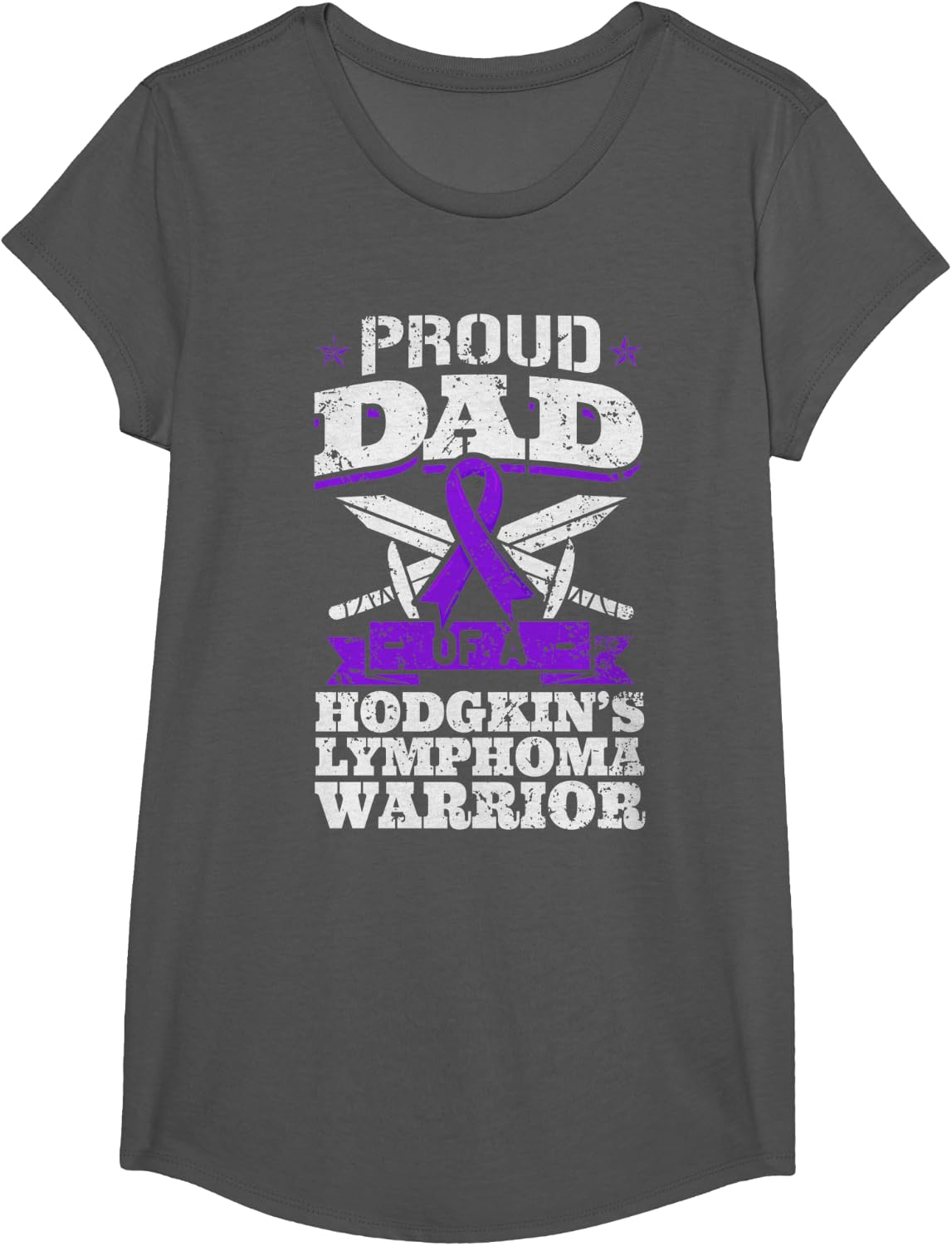 Proud Dad Of A Hodgkin's Lymphoma Warrior HL Awareness Daddy T-Shirt - Girls Asphalt Grey