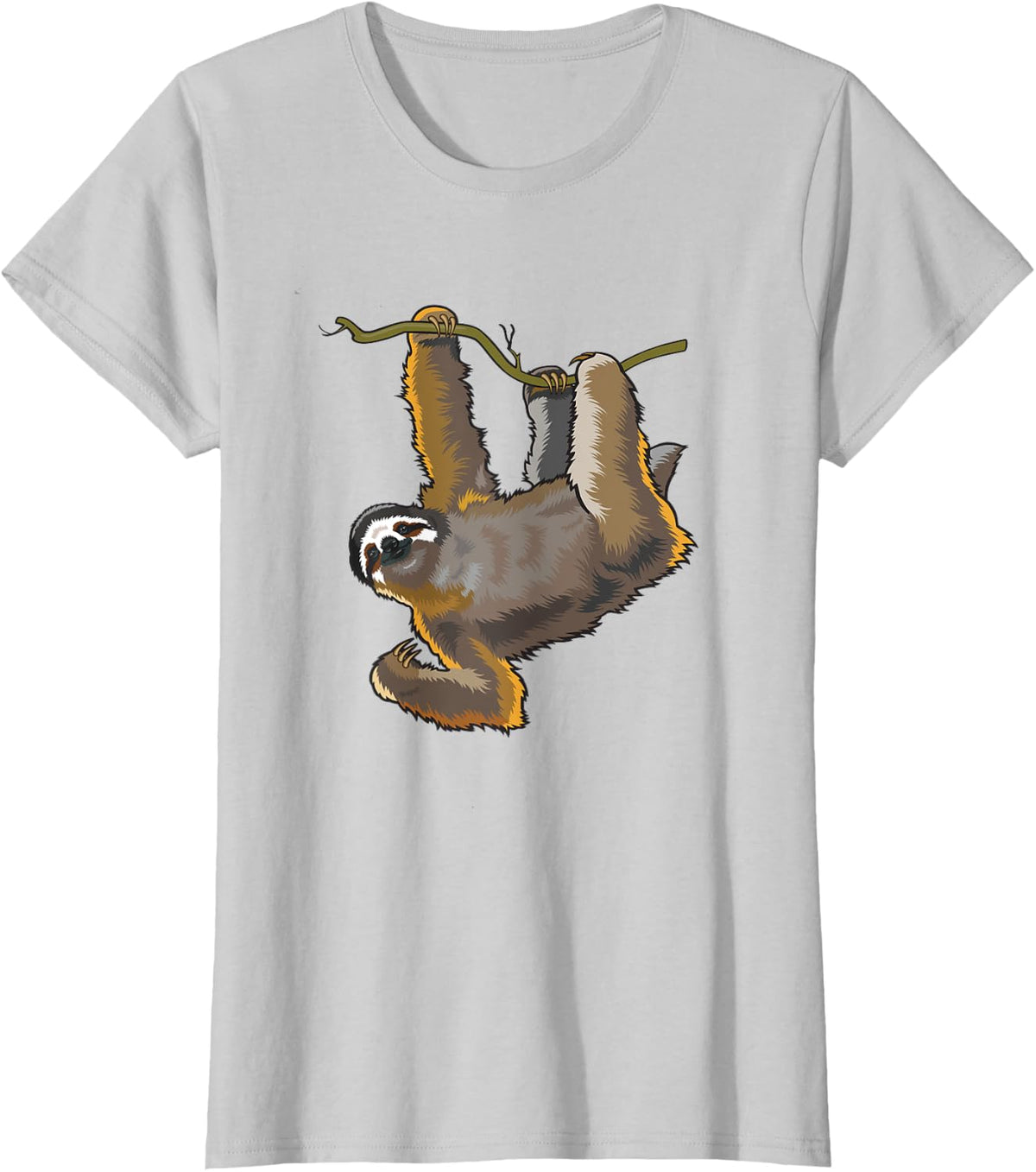 Cute Hanging Sloth T-shirt - Silver Grey