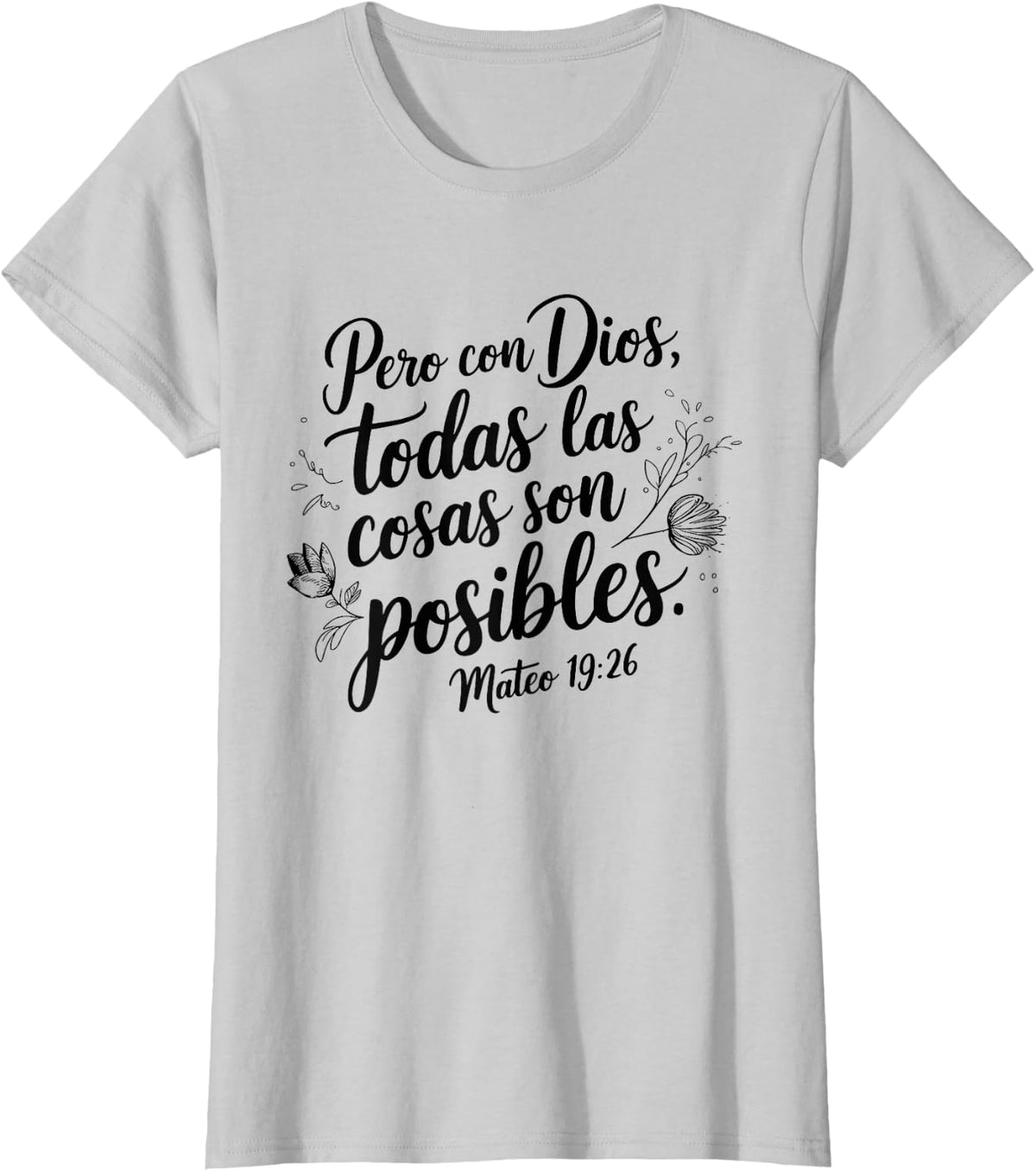 Bible Verse Design for Men Women in Spanish - Spanish Bible T-Shirt - Silver Grey