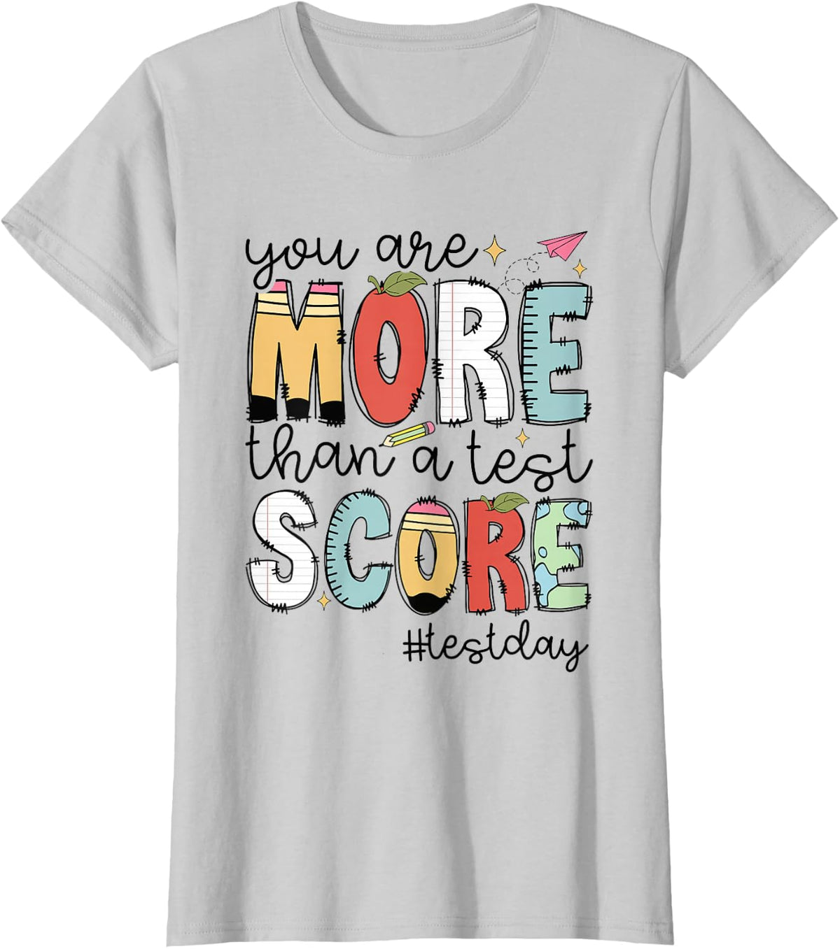 Groovy You Are More Than A Test Score Teacher Testing Day Tee T-Shirt - Silver Grey