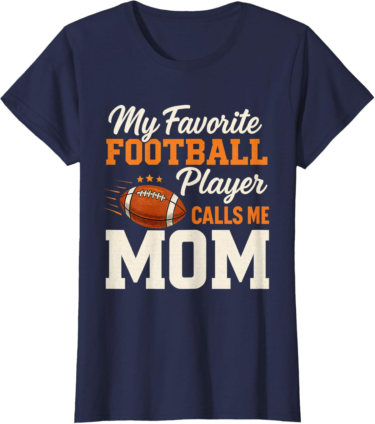 Mothers Day American Football Player Mom Sports Football T-Shirt - Navy Blue