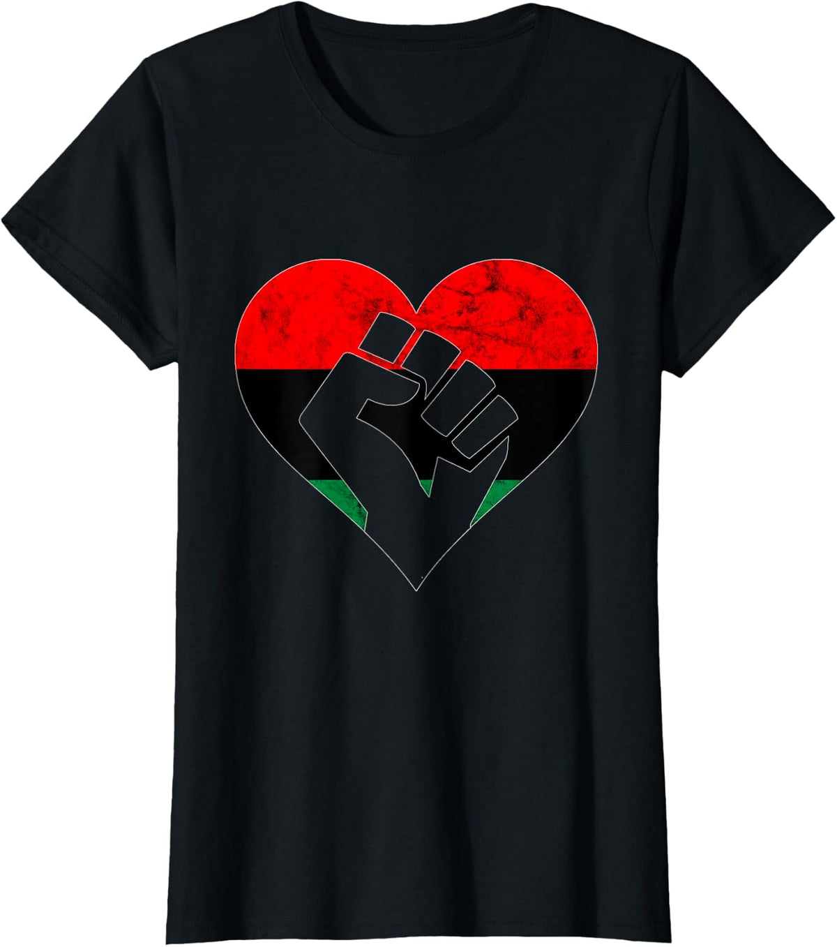 Pan African UNIA Flag Heart Black Liberation Flag Juneteenth T-Shirt - Black