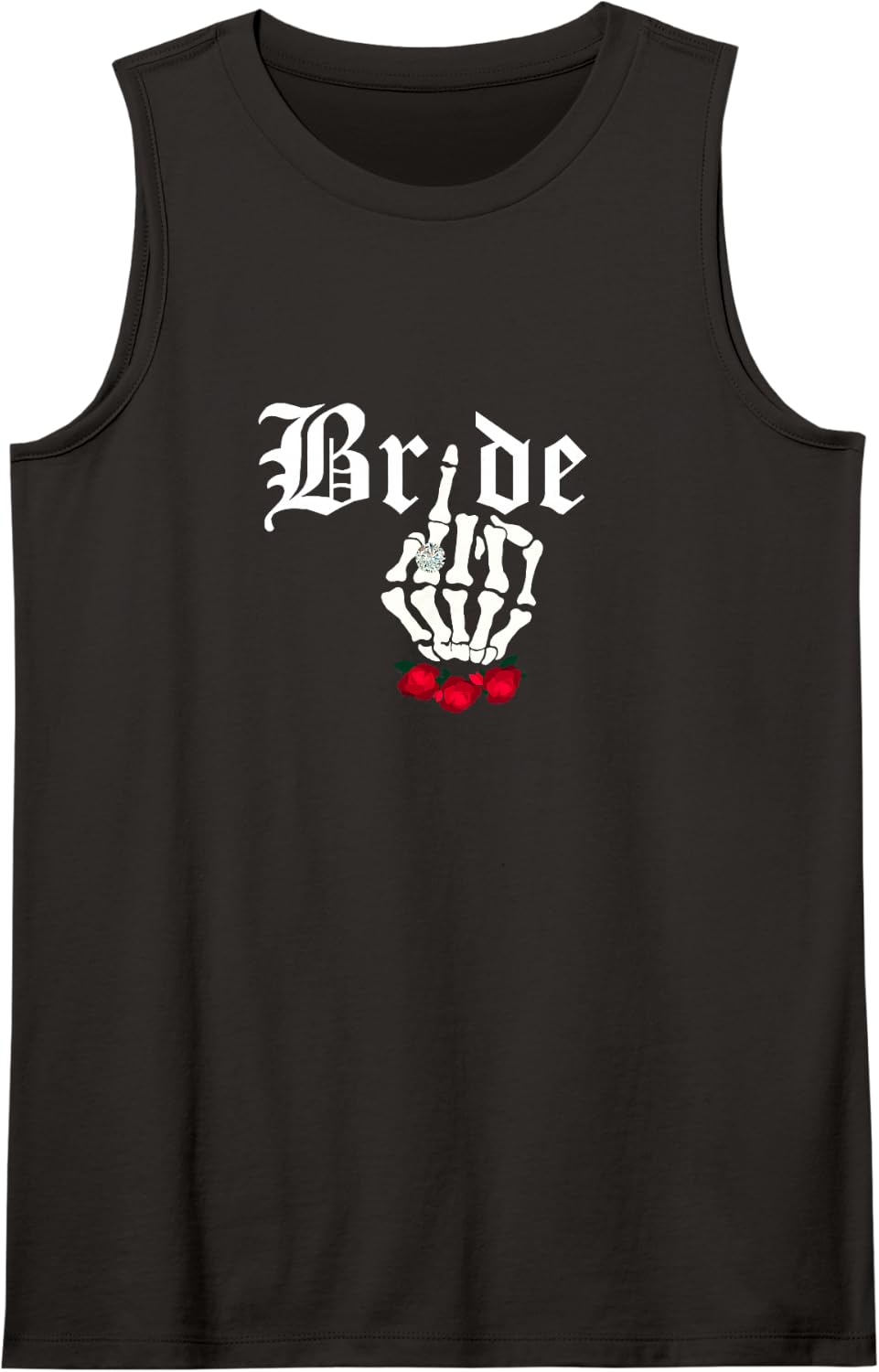 Bride Gothic Skull Roses Goth Bride Goth Halloween Wedding Sleeveless Tank Top - Black