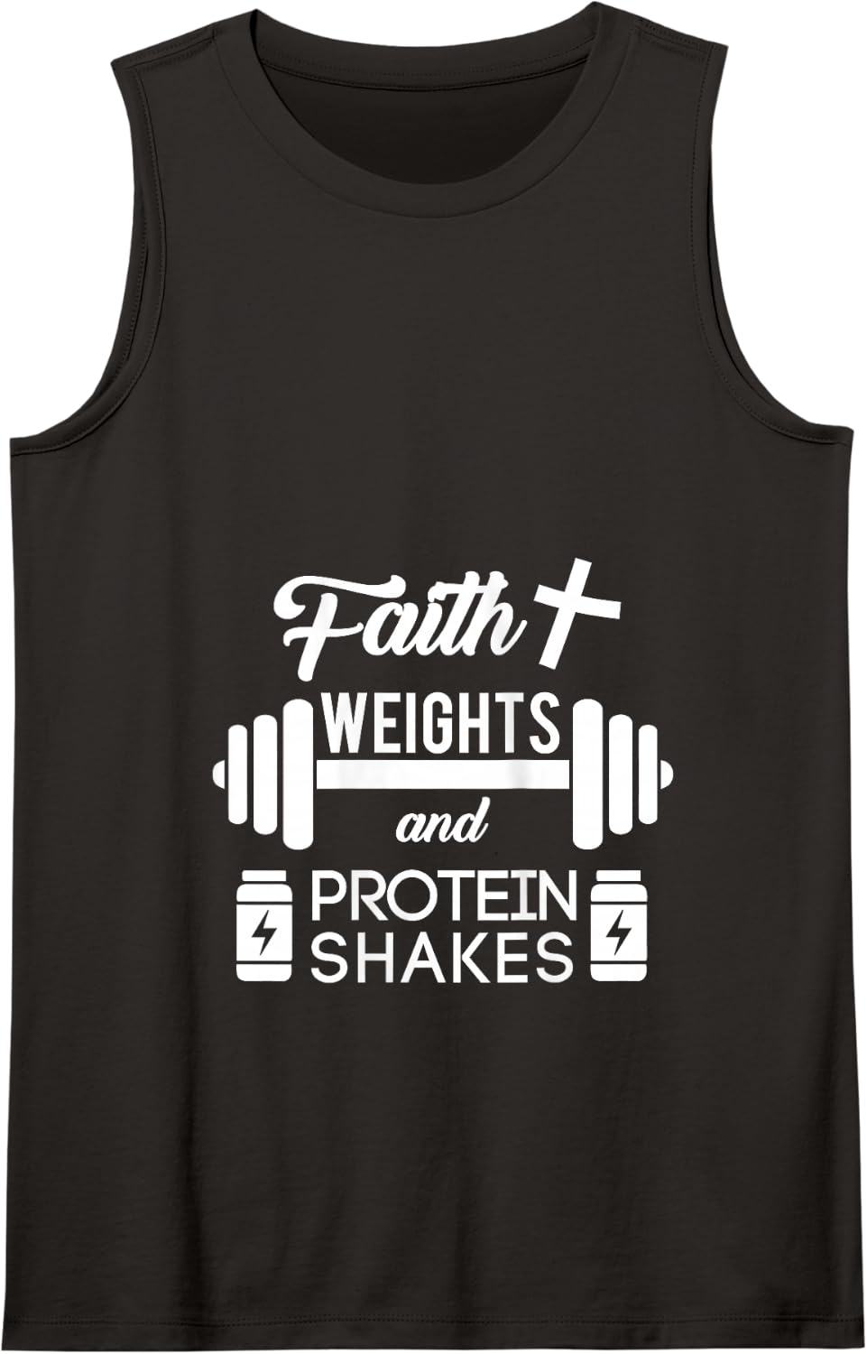 Christian Workout Faith Weigths Protein Shakes Tank Top - Black