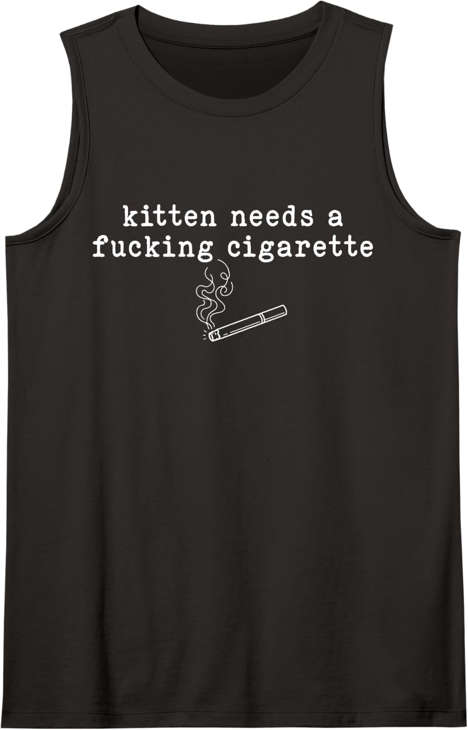 Kitten Needs a Fucking Cigarette Vintage Cat Humor Sleeveless Tank Top - Black