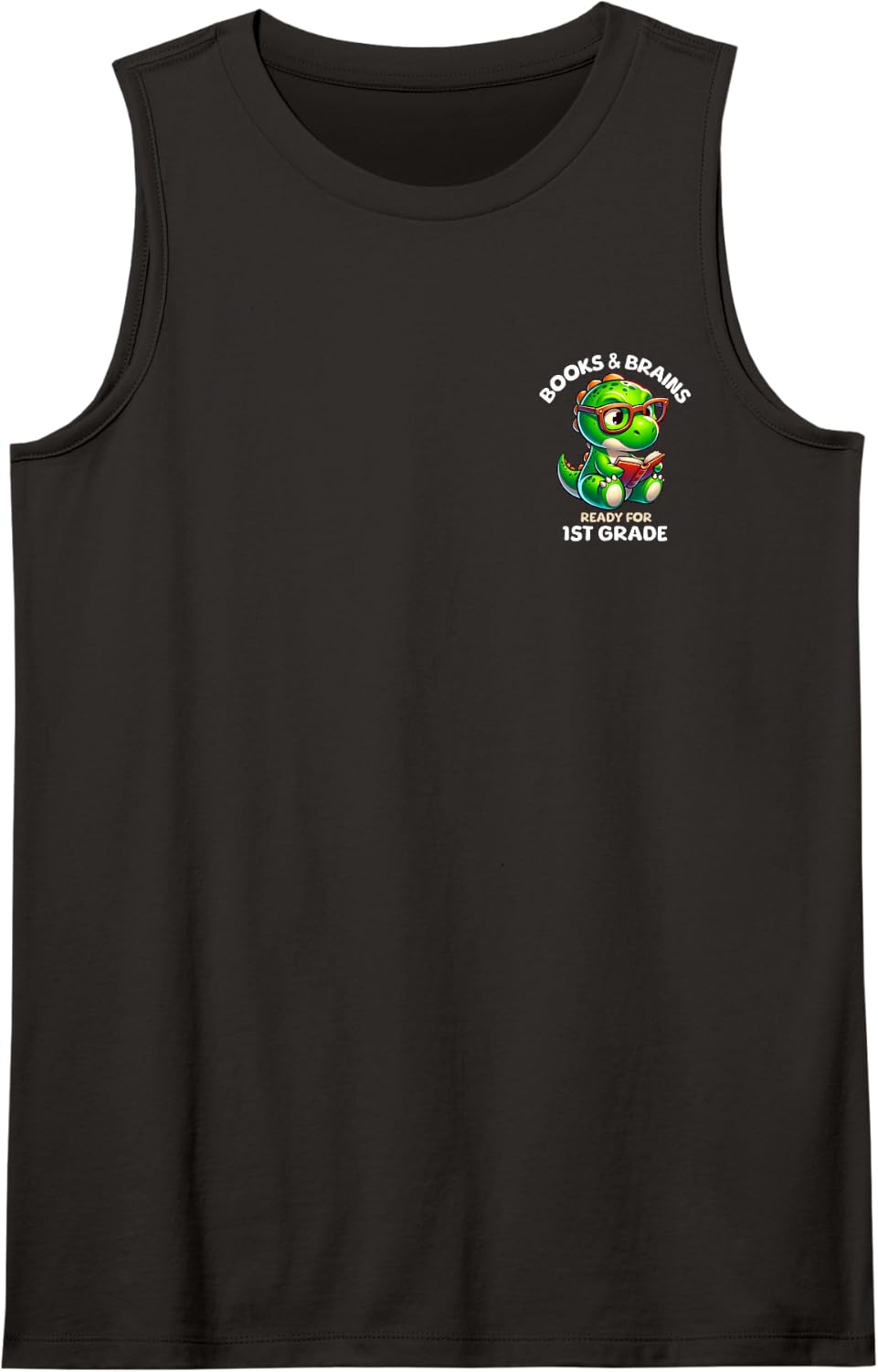 1st Grade Back to School Funny Dinosaur Reading Books Tank Top - Black