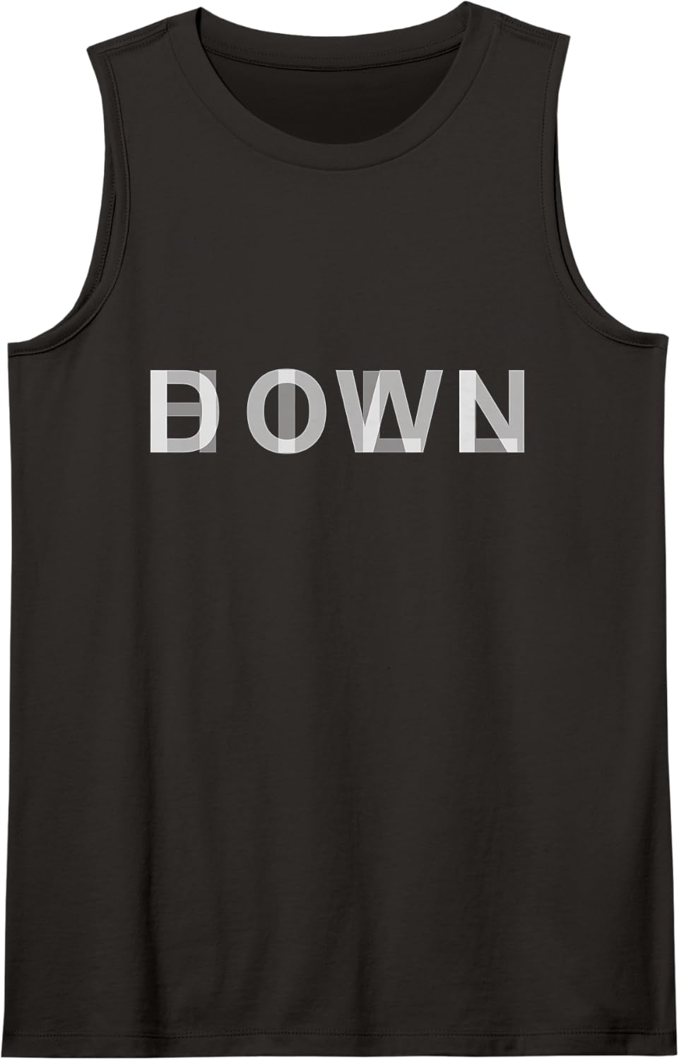 Downhill MTB Text in Overlapping Transparency Effect Sleeveless Tank Top - Black
