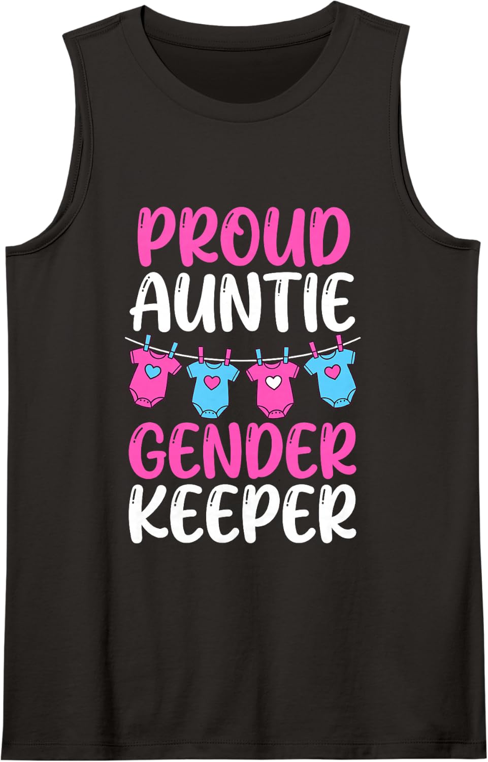 Proud Auntie Gender Keeper Aunt Sleeveless Tank Top - Black