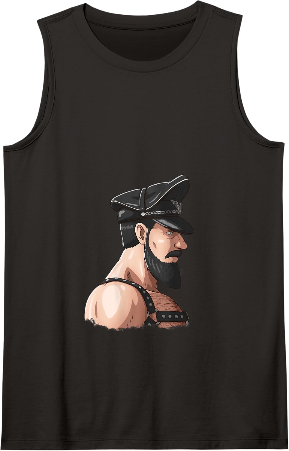 Gay Pride - Leather Gay Daddy Man Bear Kink Gay Bearded Tank Top - Black