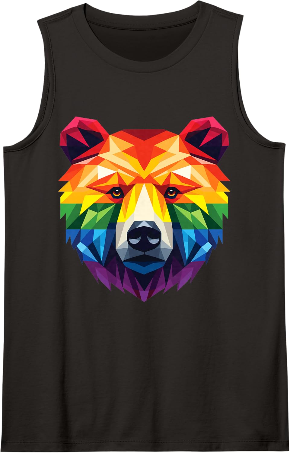 Geometric Bear in LGBT Flag Gay Pride Bear Sleeveless Tank Top - Black