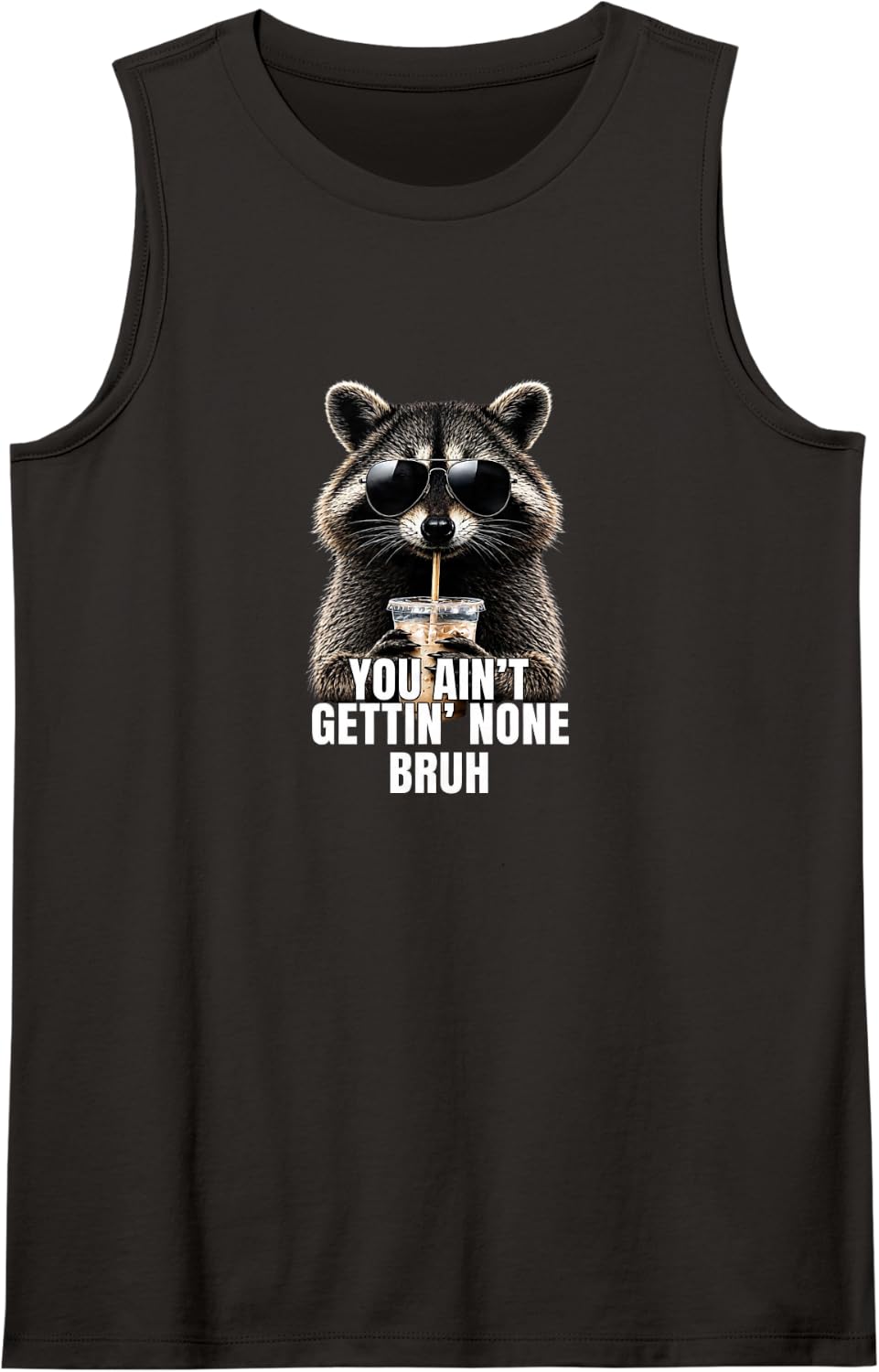 Cool Raccoon Drink No Sharing Attitude Tank Top - Black