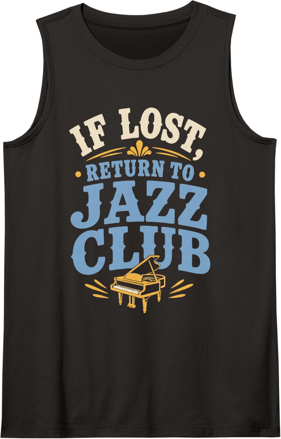 Jazz Piano Player Funny Jazz Club Pianist Sleeveless Tank Top - Black