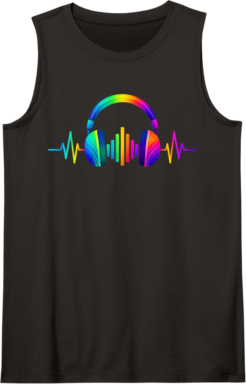 Heartbeat Headphone Tie Dye Sound Lover Engineer Producer DJ Sleeveless Tank Top - Black
