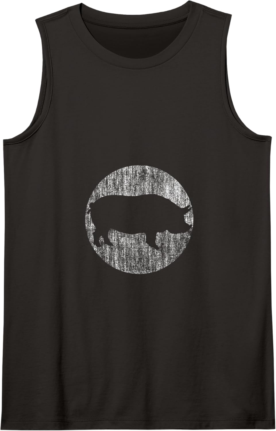 Vintage Print Pig - Distressed Pig Tank Top - Black