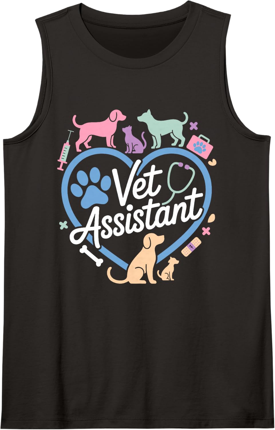Vet Assistant Apparel for Men Women Veterinary Assistant Sleeveless Tank Top - Black