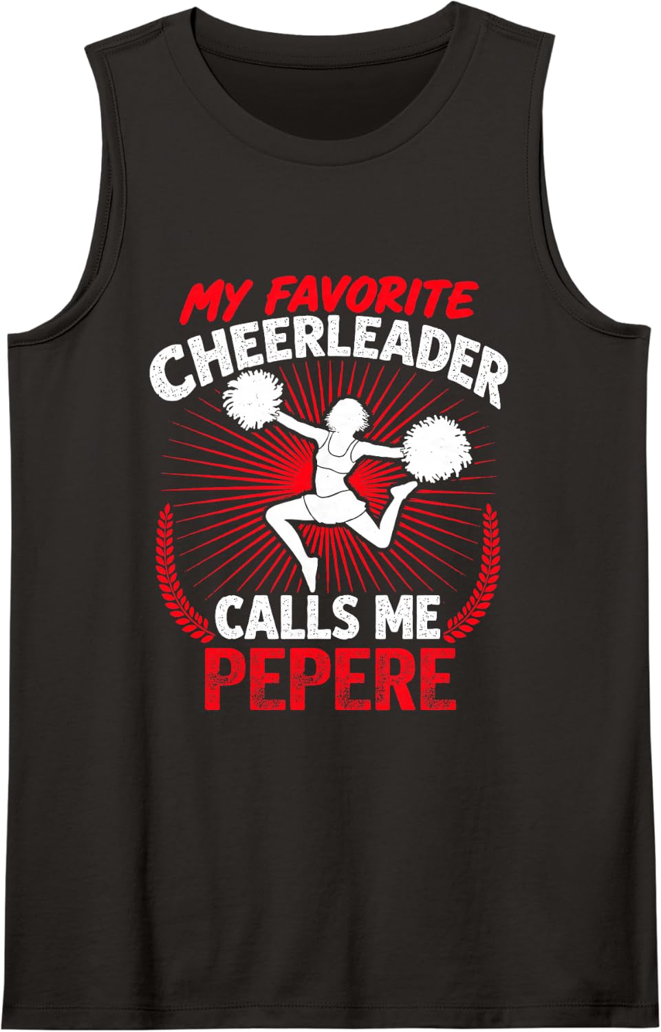 Cheerleading My Favorite Cheerleader Calls Me Pepere Cheer Sleeveless Tank Top - Black