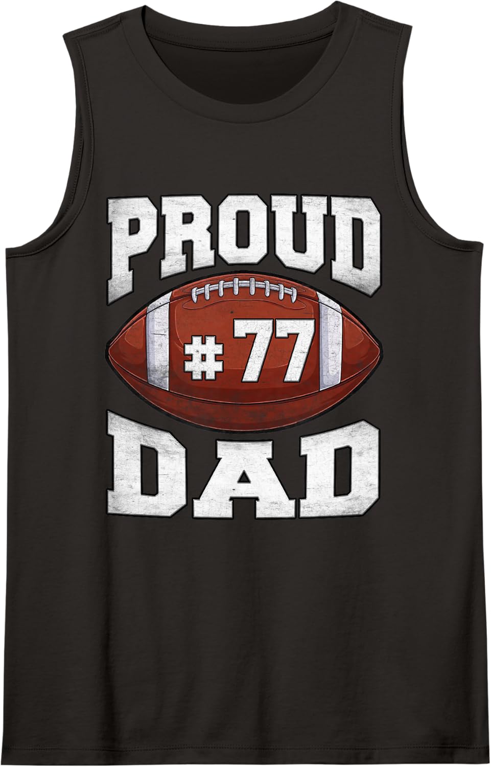 Custom Proud Football Dad Number 77 Personalized Game Day Sleeveless Tank Top - Black