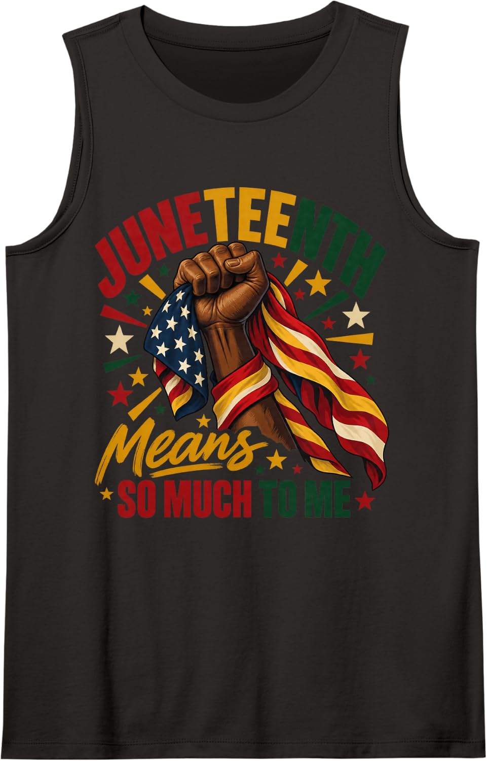 Juneteenth Raised Fist Pan-African Pride Sleeveless Tank Top - Black