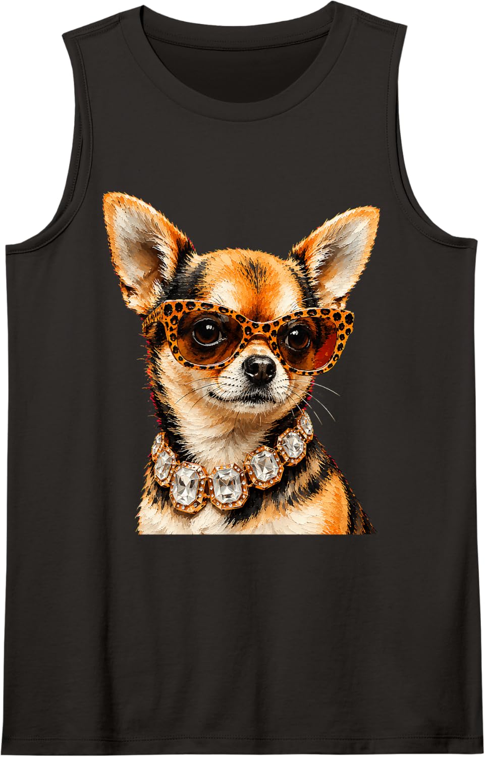 Cool Chihuahua Roar Leopard Sunglasses Funny Humor Tank Top - Black