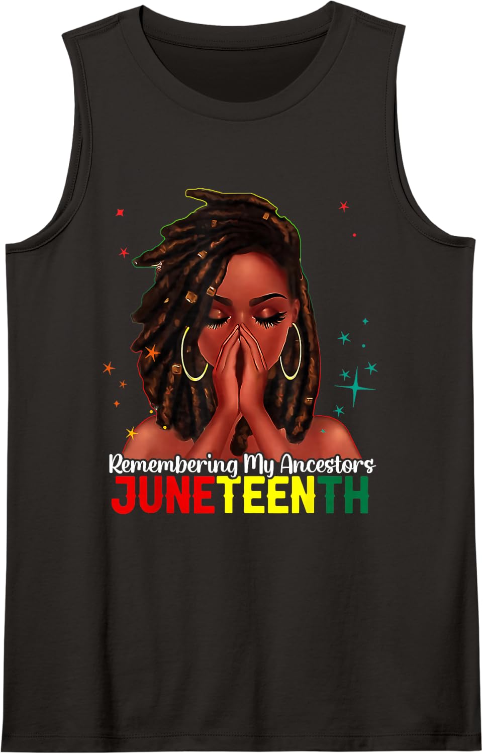 Black Woman Girls Remembering My Ancestors Juneteenth Sleeveless Tank Top - Black