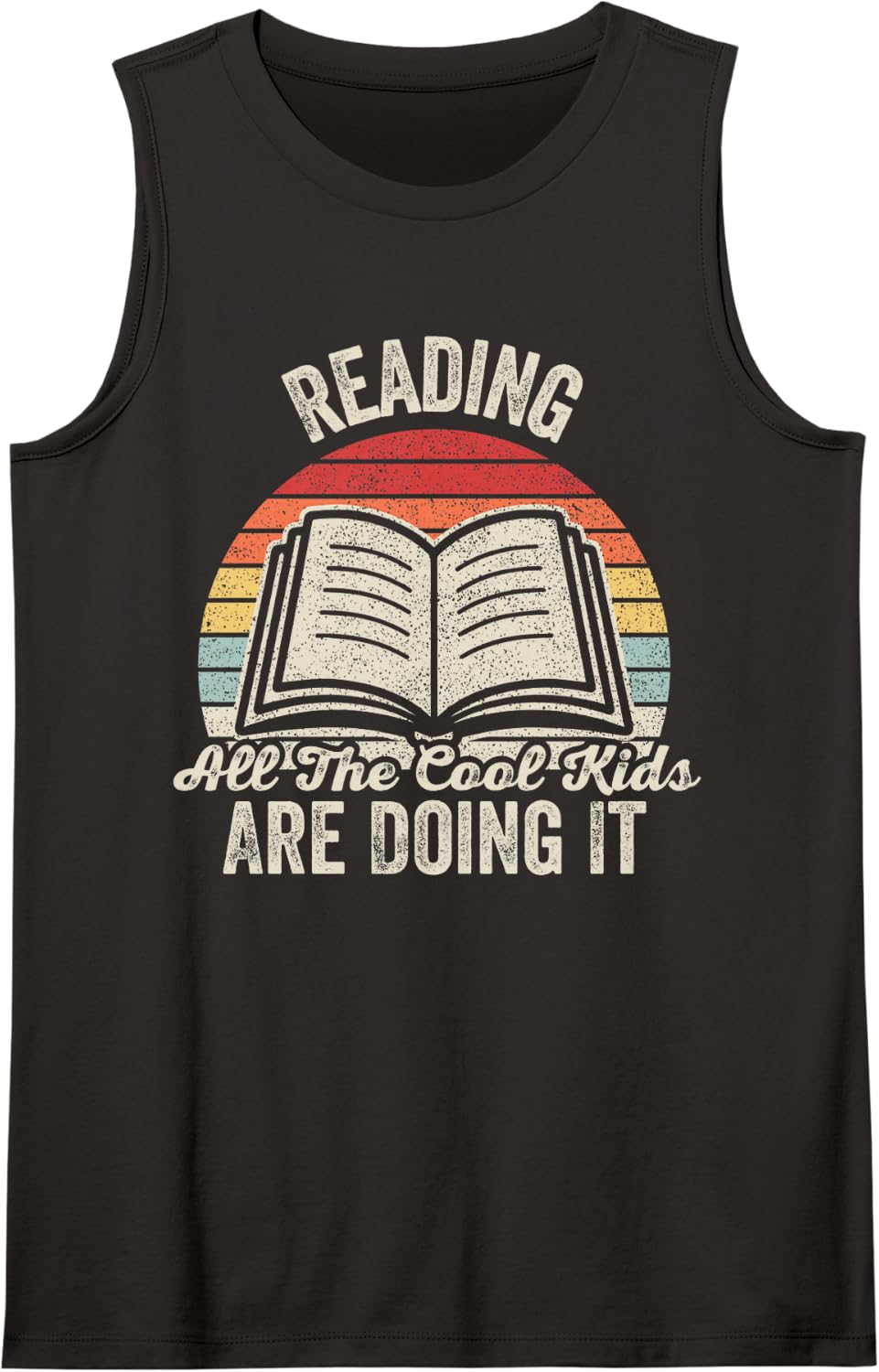 Reading All The Cool Kids are Doing It Retro Book Lover Sleeveless Tank Top - Black