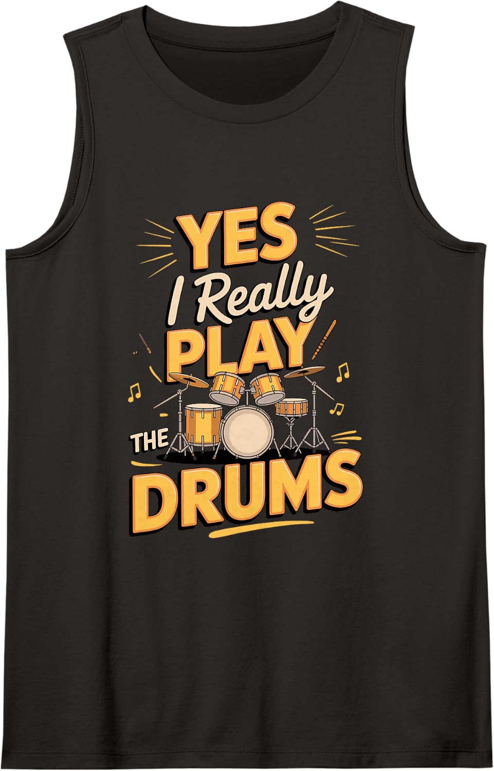 Yes I Really Play the Drums Drummer Percussion Tank Top - Black