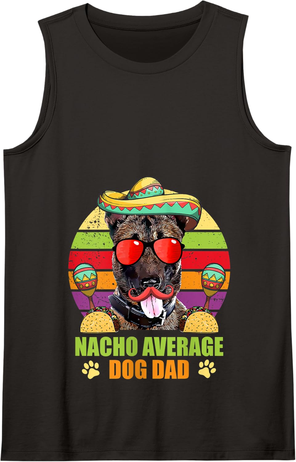 Nacho Average Belgian Malinois Dog Dad Cinco de Mayo Tank Top - Black