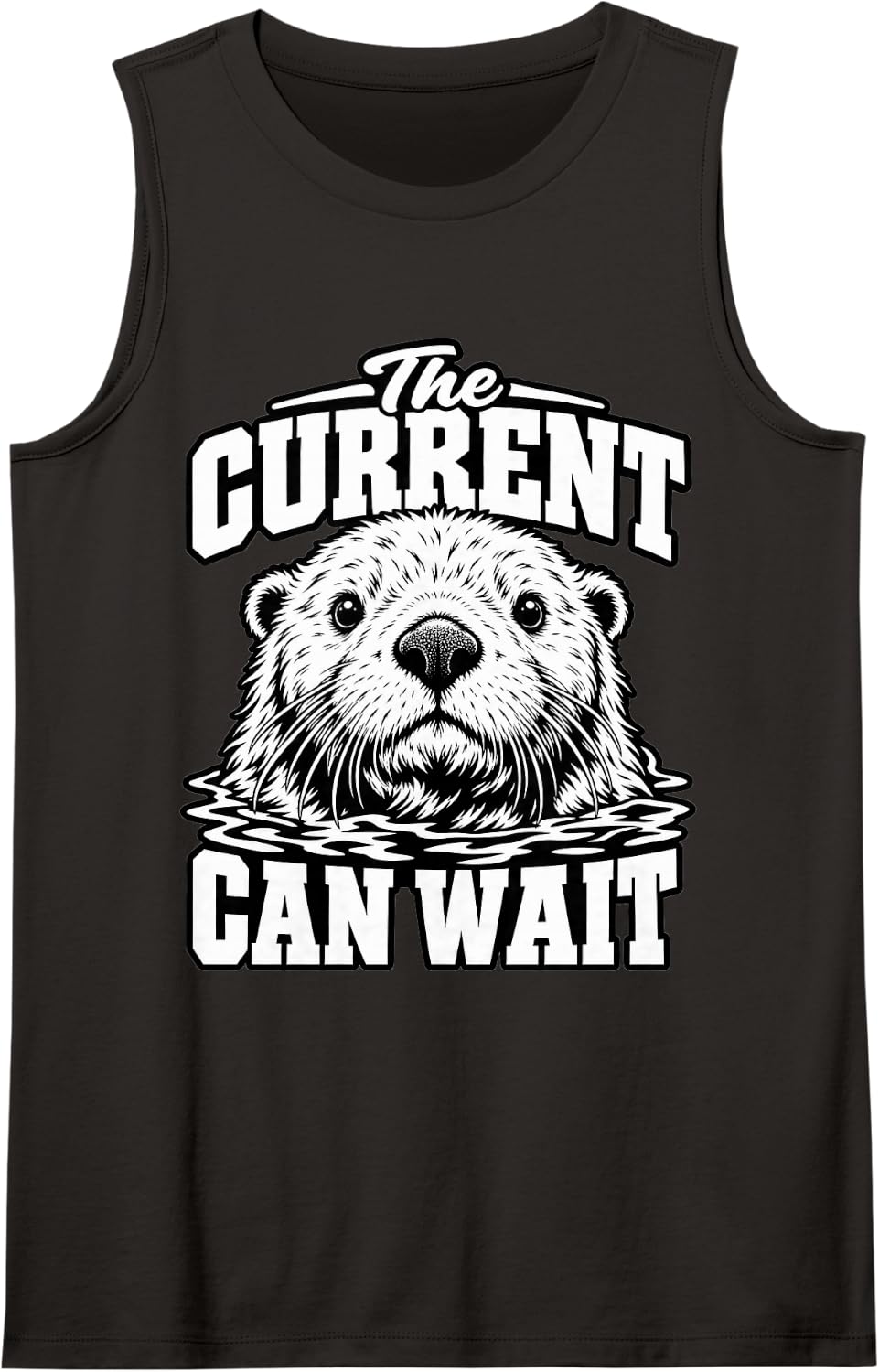 Sea Otter The Current Can Wait Ocean Wildlife Lover Fans Sleeveless Tank Top - Black