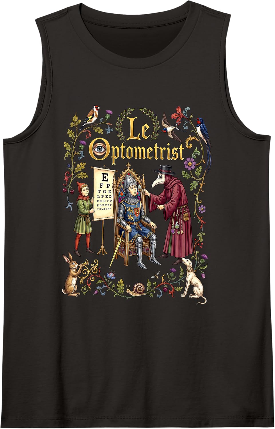 Optometrist Medieval Funny Doctor Eye Test Halloween Sleeveless Tank Top - Black