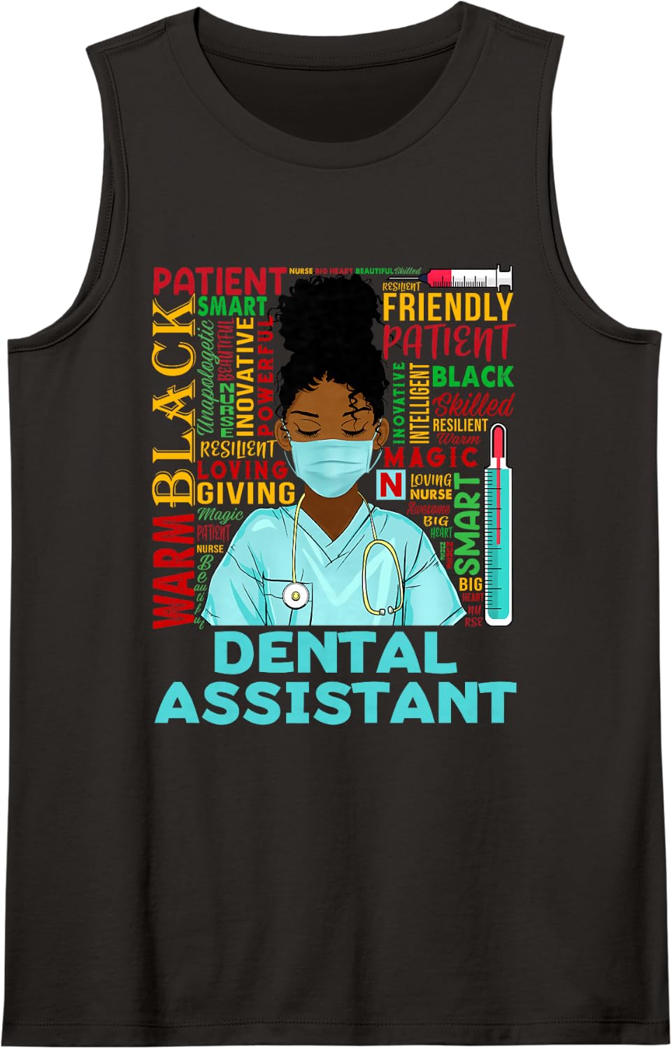 Dental Assistant African American Women Black History Month Sleeveless Tank Top - Black