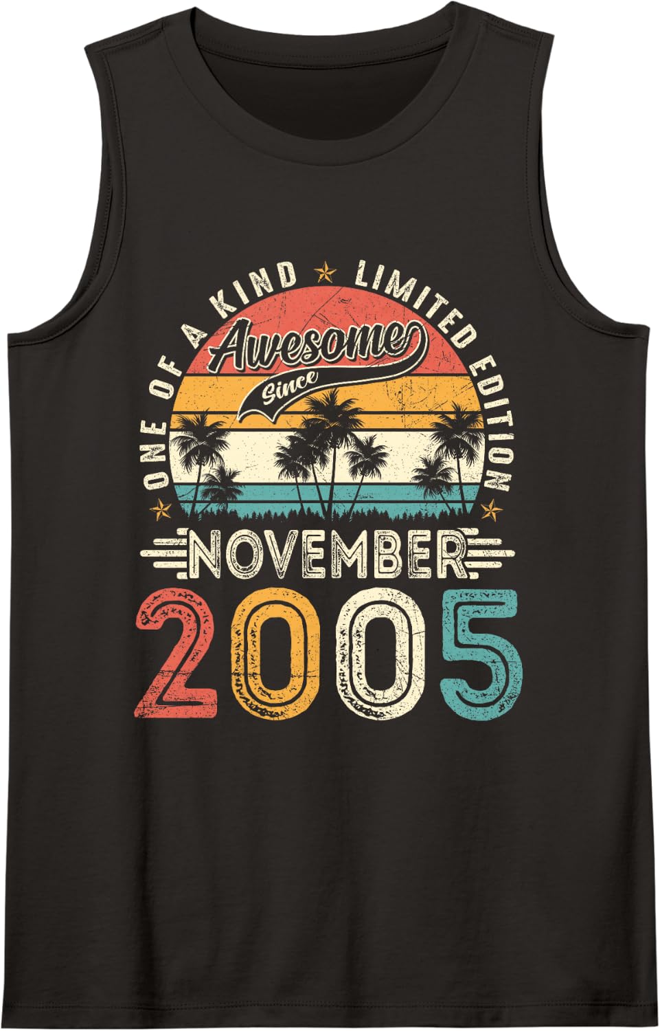 21 Years Old Awesome Since November 2005 21st Birthday Boys Sleeveless Tank Top - Black
