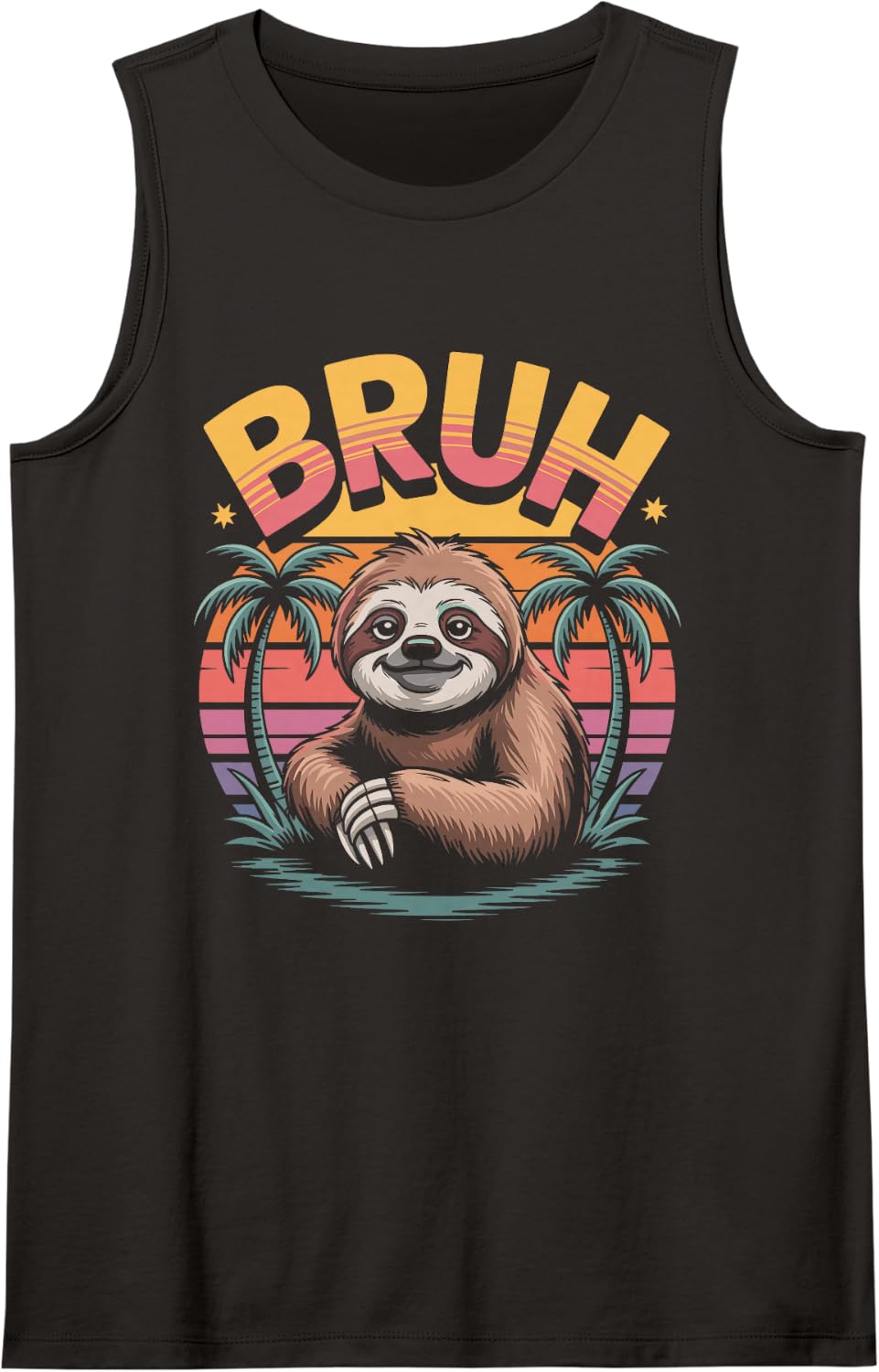 Bruh Sloth Retro Meme Tank Top - Black