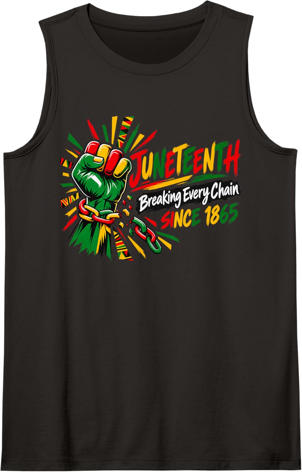 Juneteenth Raised Fist Broken Chains Freedom Sleeveless Tank Top - Black