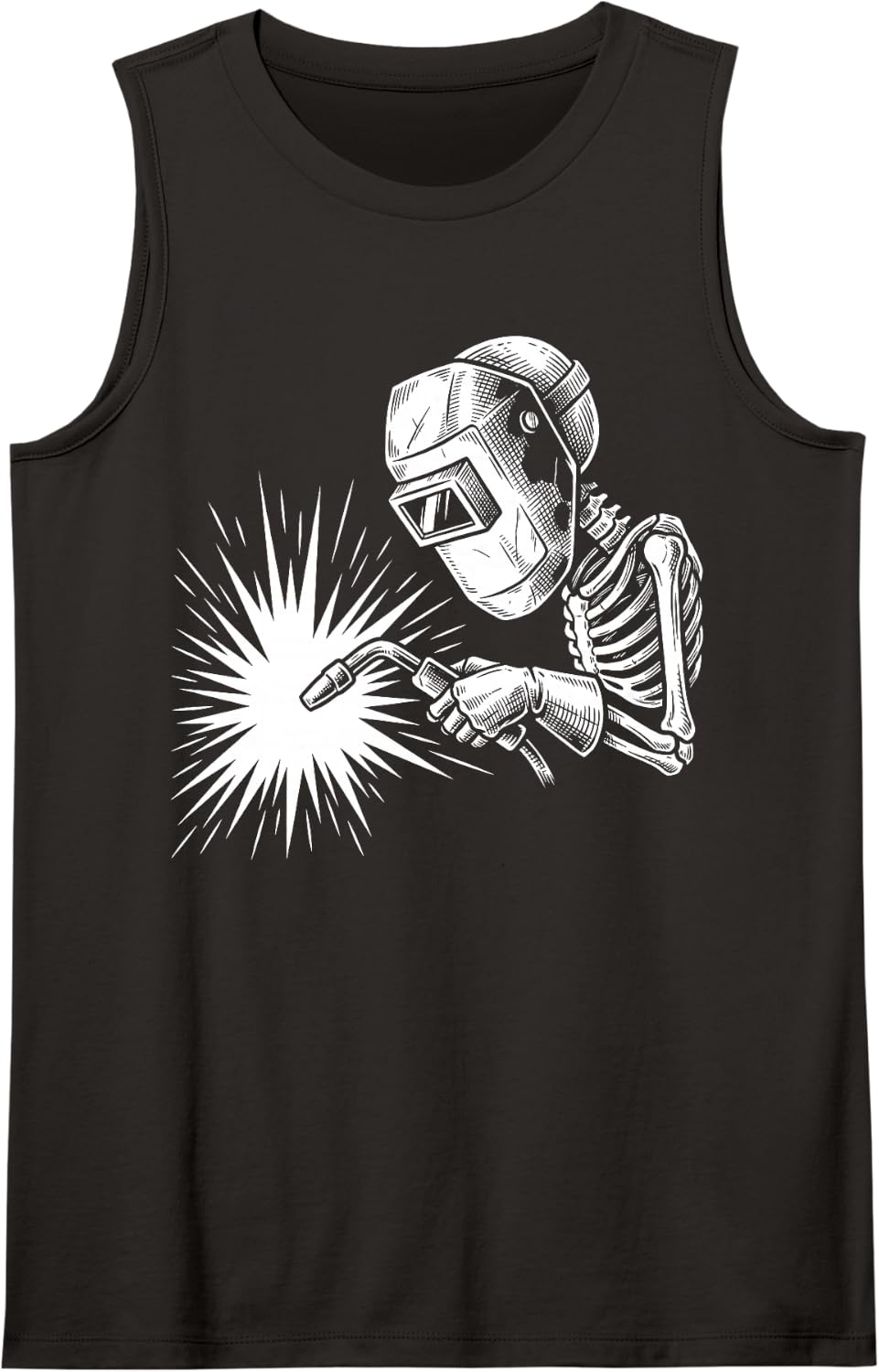 Skeleton Welder Welding Metalworker Metal Weld Tee Sleeveless Tank Top - Black