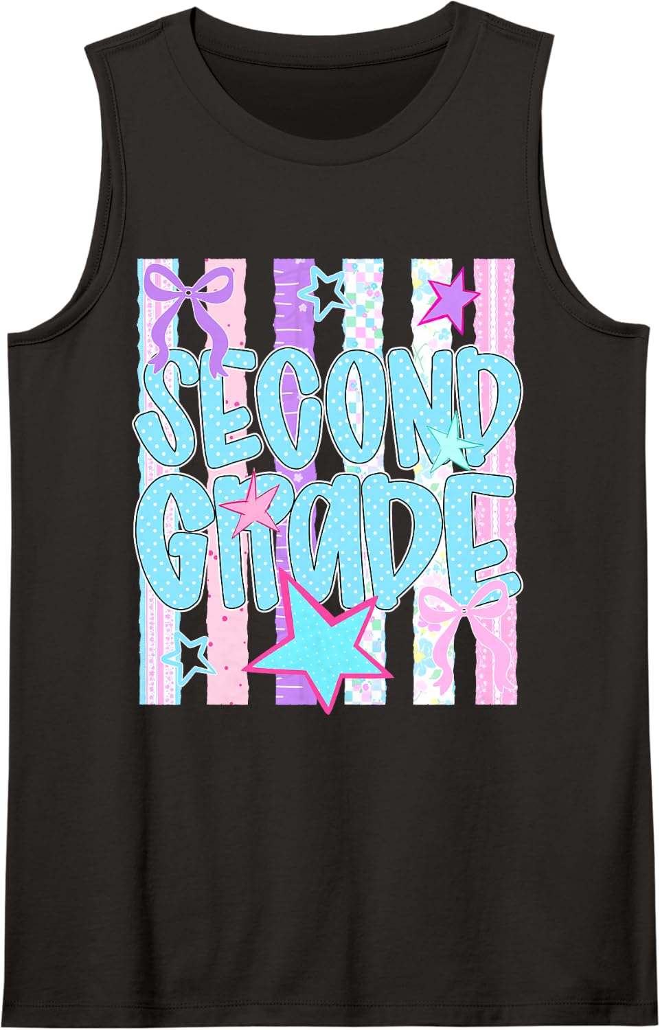 Second Grade Preppy First Day of School Cute Girl Teacher Tank Top - Black