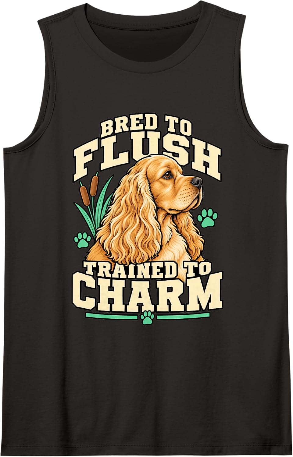 Cocker Spaniel Bred to Flush Trained to Charm Dog Owner Cute Sleeveless Tank Top - Black