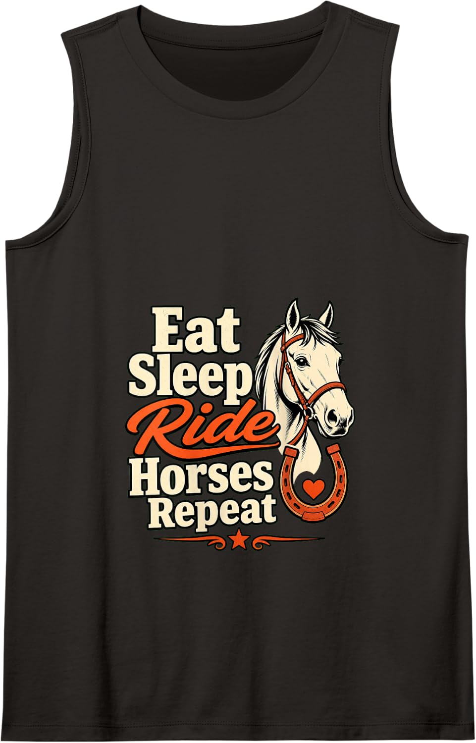 Horseback Riding Equestrian Eat Sleep Ride Repeat Tank Top - Black
