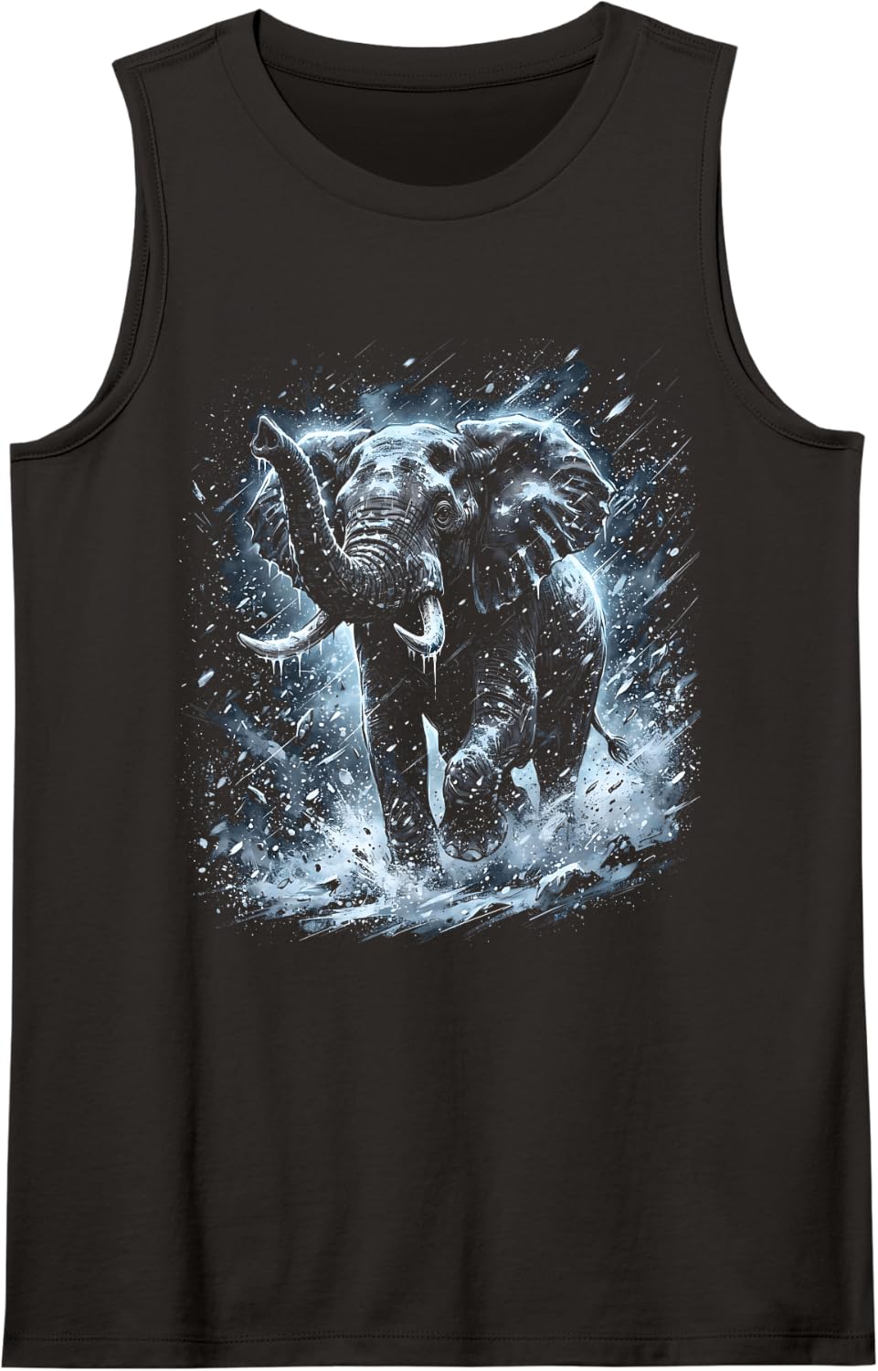 African Elephant Wildlife Design Nature Safari Graphic Sleeveless Tank Top - Black
