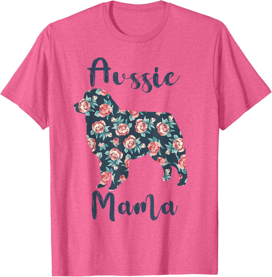Australian Shepherd Dog Mom Tee Aussie Mama Mothers Day Gift T-Shirt - Pink Heather