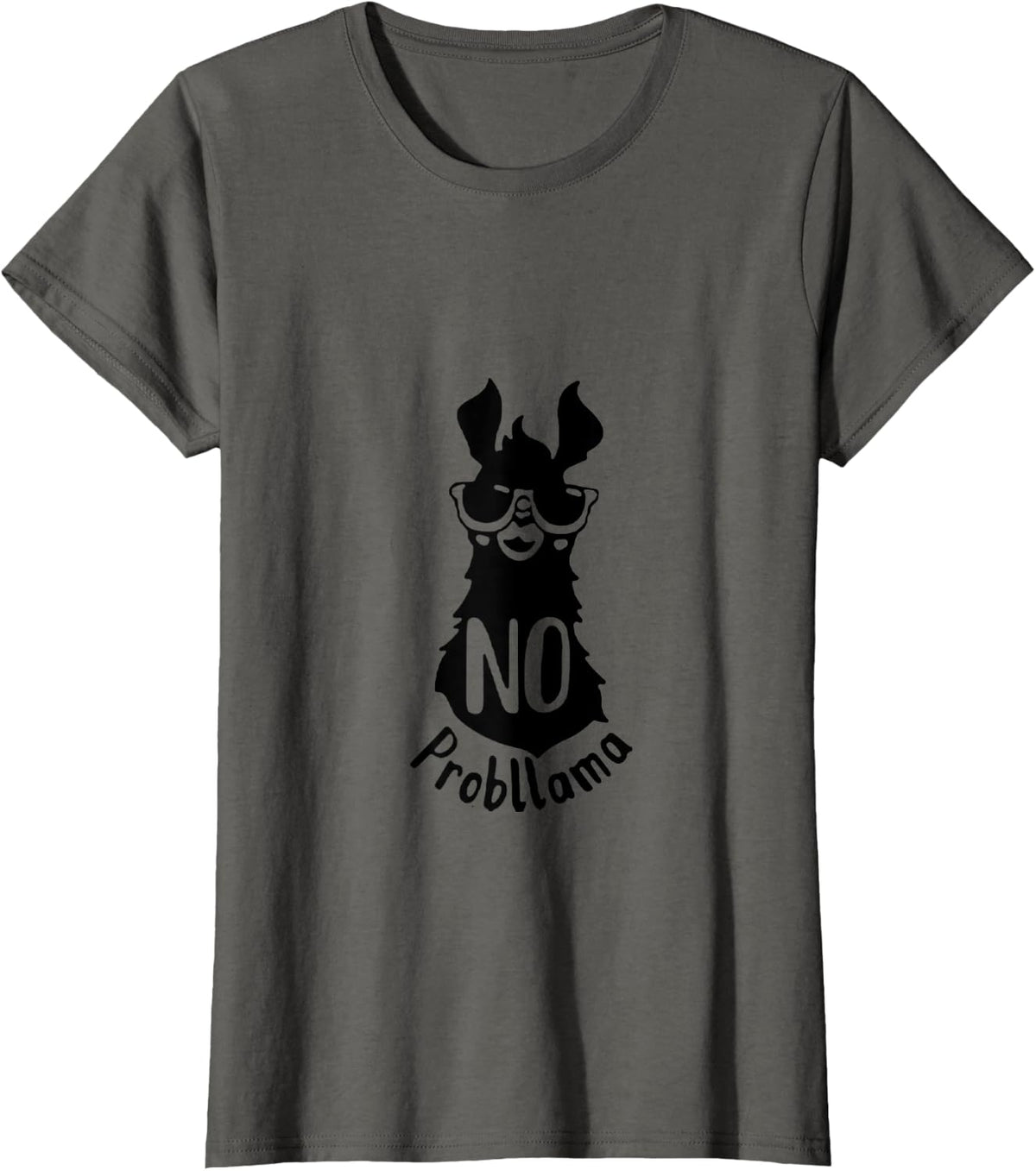 No Probllama Shirt, Lama Shirt, Funny Tshirt, Finny Shirt T-Shirt - Asphalt Grey
