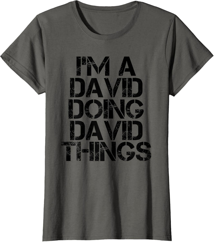 DAVID Funny Surname Family Tree Birthday Reunion Gift Idea T-Shirt - Asphalt Grey