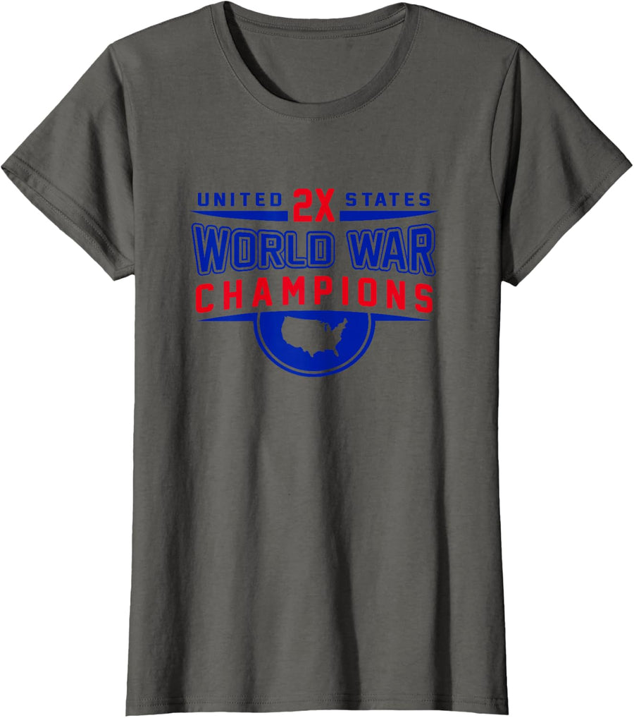 World War Champions T-Shirt Championship Winners I II T-Shirt - Asphalt Grey