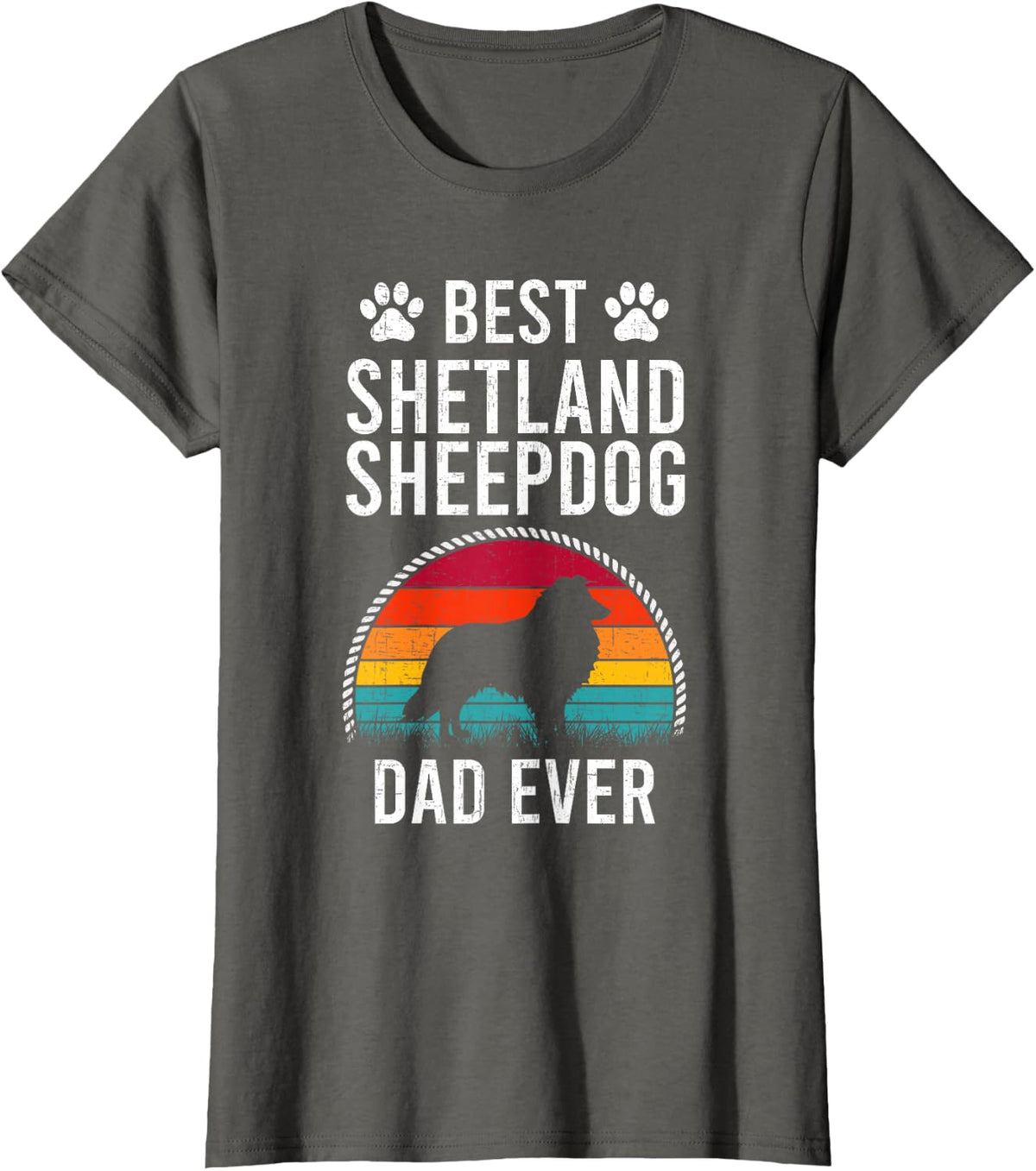 Best Shetland Sheepdog DAD Ever Dog Lover T-Shirt - Asphalt Grey