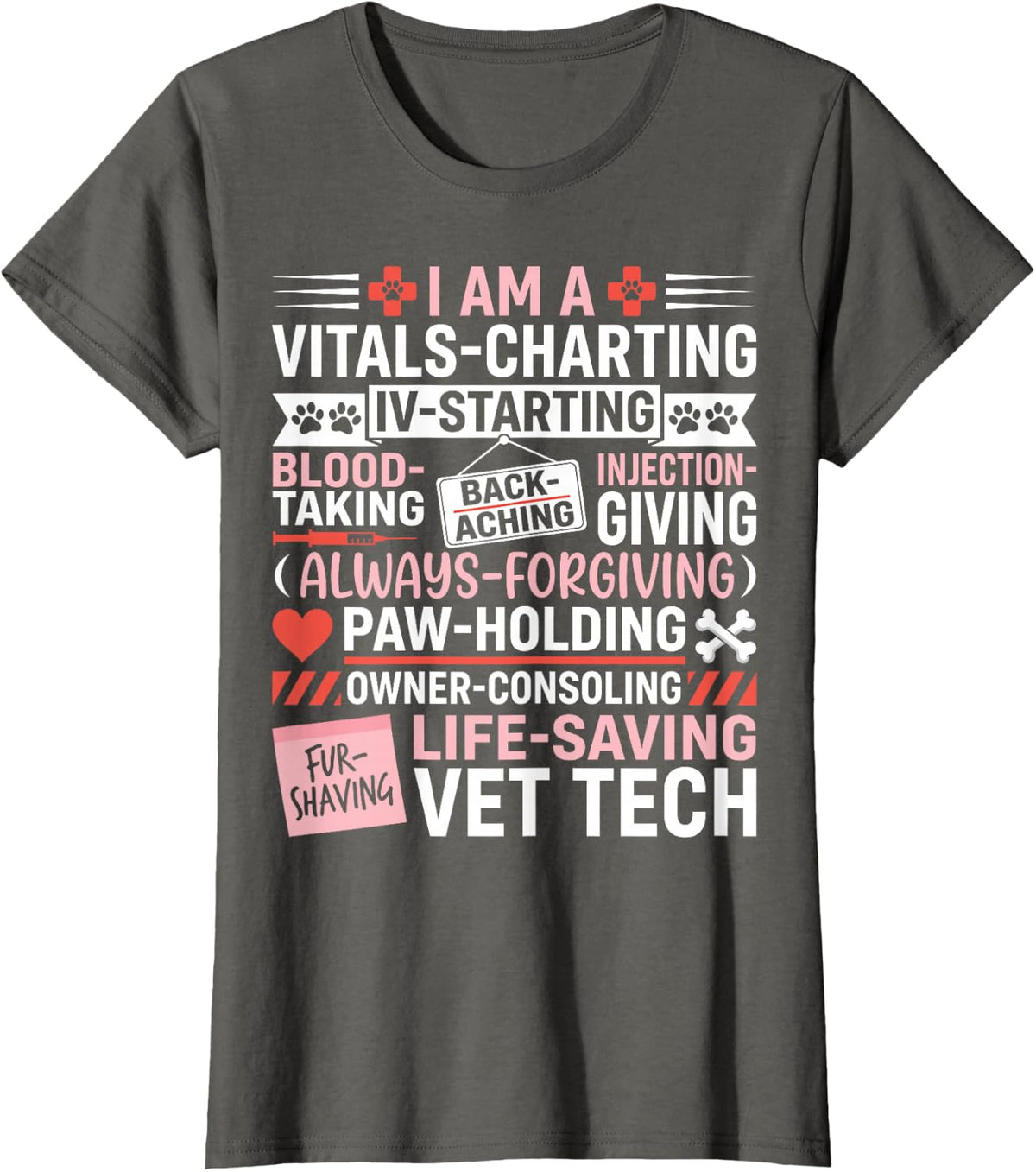 Life Saving Vet Tech Veterinary Technician Veterinarian T-Shirt - Asphalt Grey