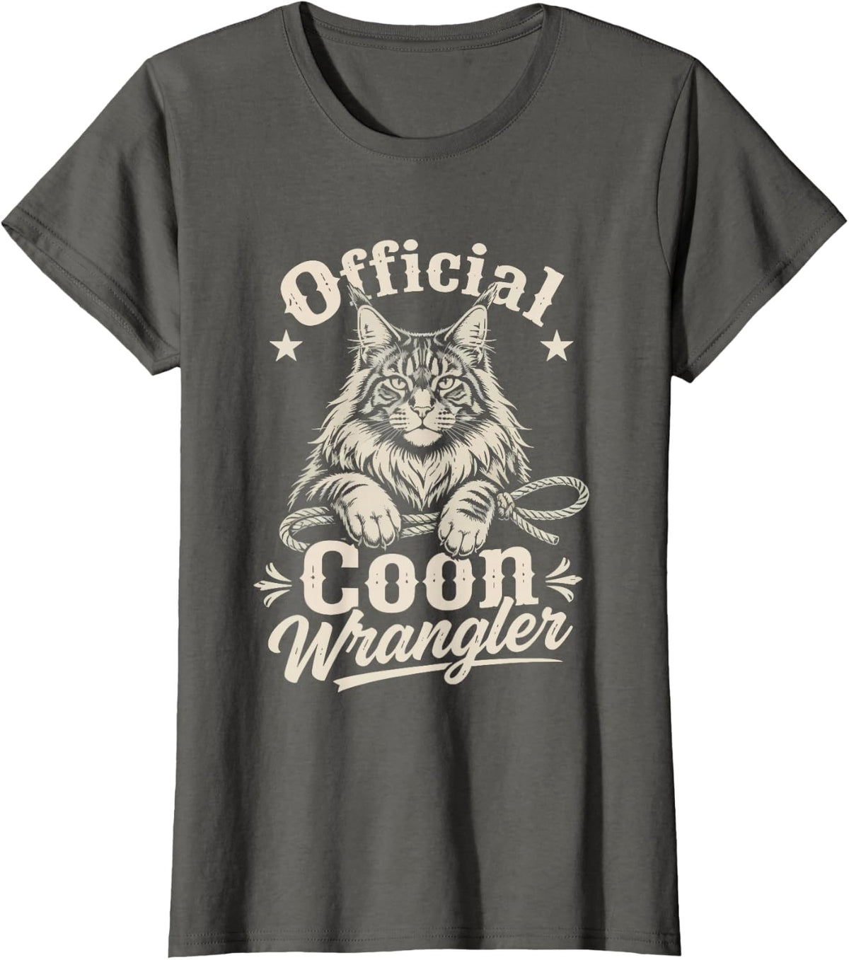 Official Maine Coon Cat Wrangler Fur Covered Loving Dad Mom T-Shirt - Asphalt Grey